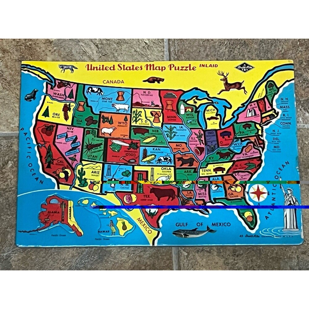 Built Rite Puzzle United States Map Vintage